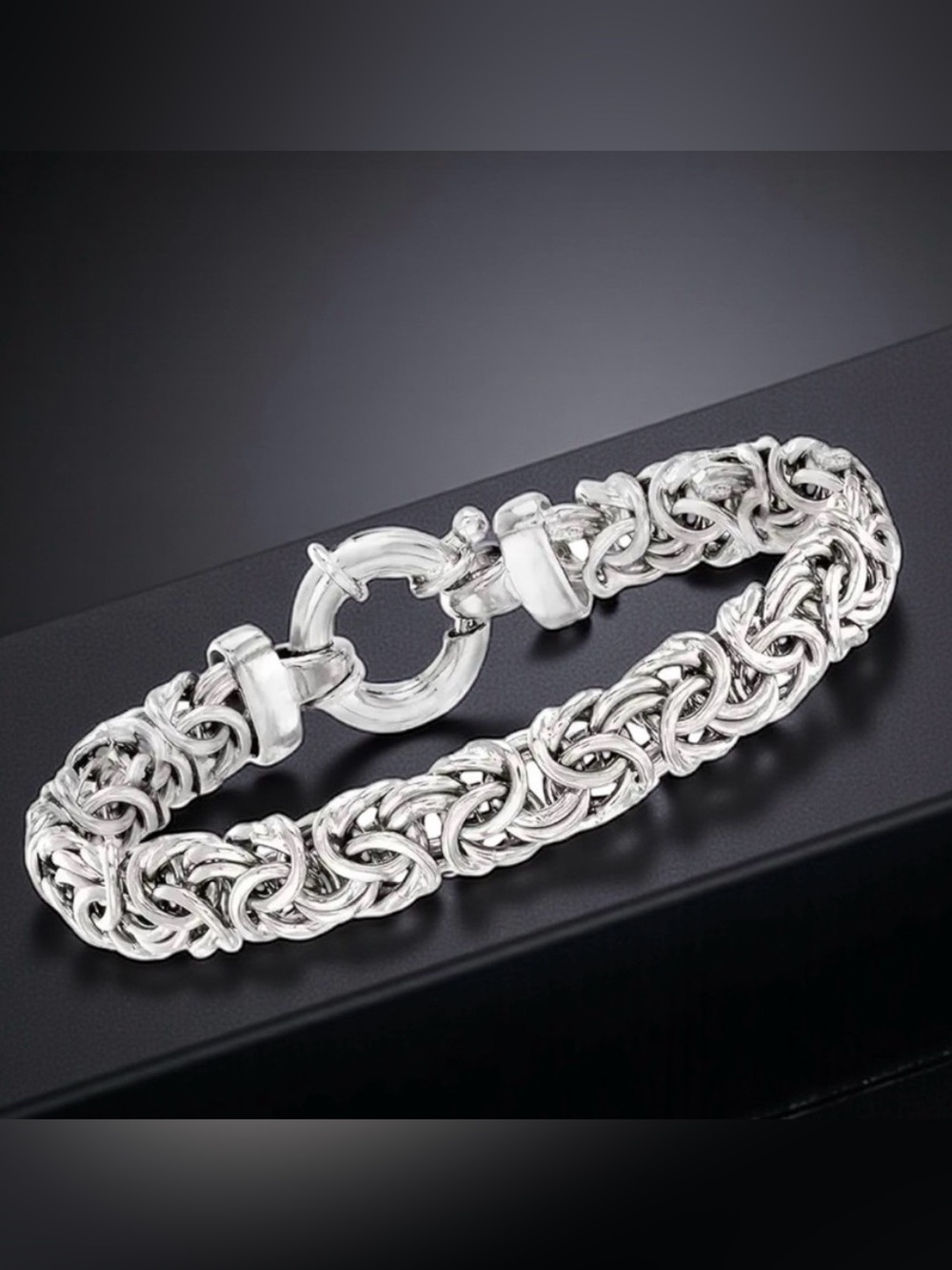 Elegant Byzantine Link 6mm Silver Bracelet
